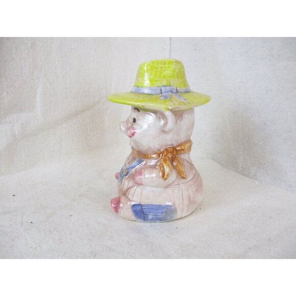 Pig Farmer piggy bank Treasure Craft Overalls cowboy hat Home goods collectables - Picture 5 of 6